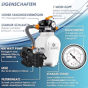 KESSER® Sandfilteranlage mit 25kg Filtersand ersparen 7-Wege Ventil inkl. Druckanzeige für Pool 10.200 L/h, Orange
KESS 31624793 3cf3 4047 9b32 1a196946e0fe. CR0,0,3000,3000 PT0 SX300 V1