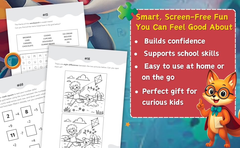 Screen free travel summer activity workbook for kids 6-8 years old boys girls
