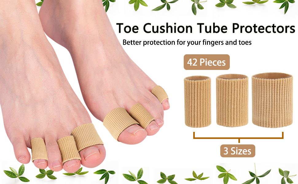Toe Sleeve Protectors Toe Cushion Tube Soft Gel Corn Pads Protectors, 42PCS Toe
