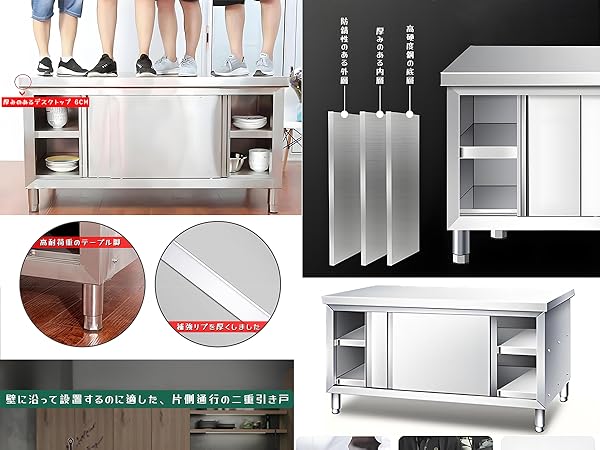 M▽業務用 厨房 作業台 棚 ステンレス コンロ用 コンロ台 (Fe1892) Amazon.co.jp: ステンレス 作業台 業務用 3段 大容量 キッチン