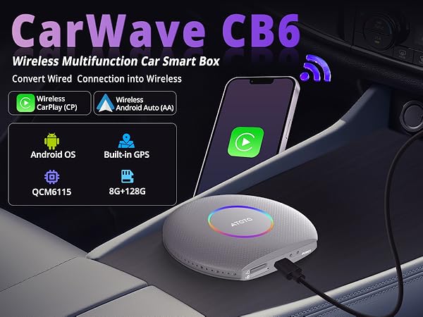 Amazon.com: CB6 CarPlay AI Box & Android AI Box, Wireless