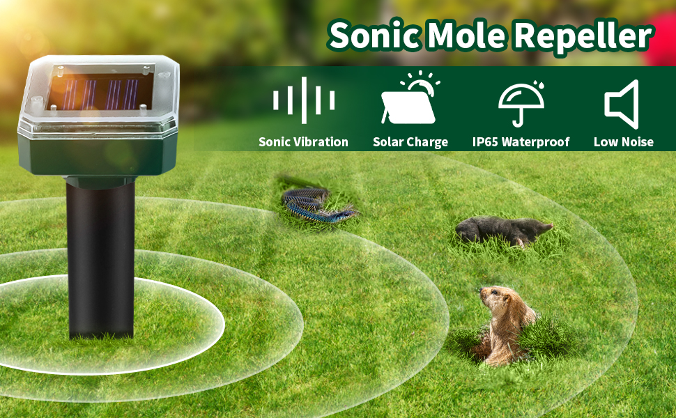uollukoer Solar Mole Repellent Snake Repellent 4 Pack