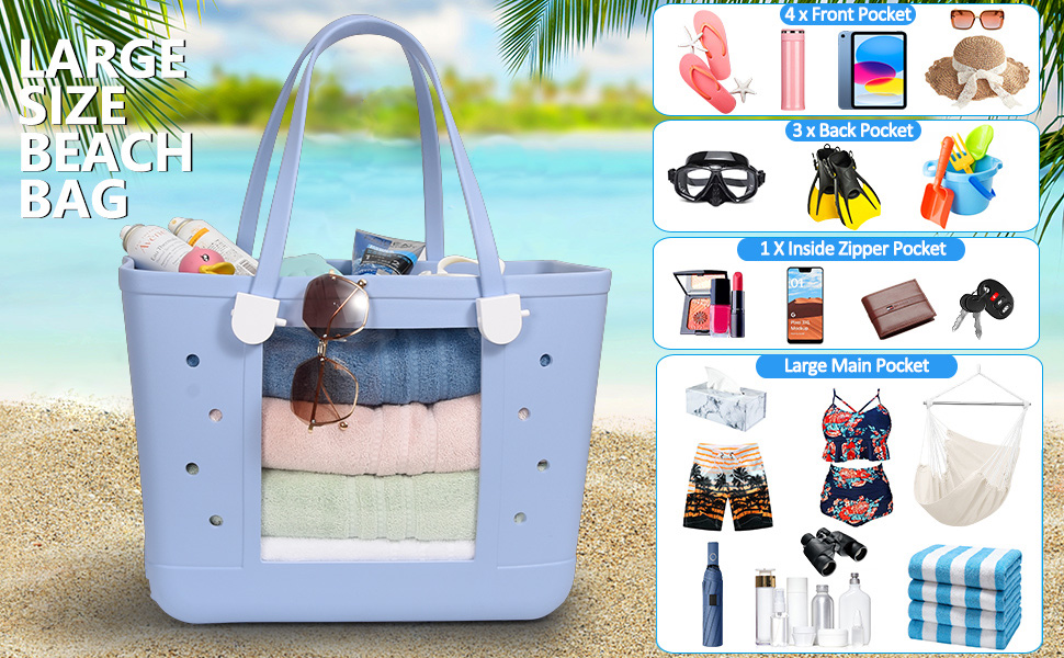 Large Rubber Beach Bag Tote Bag 