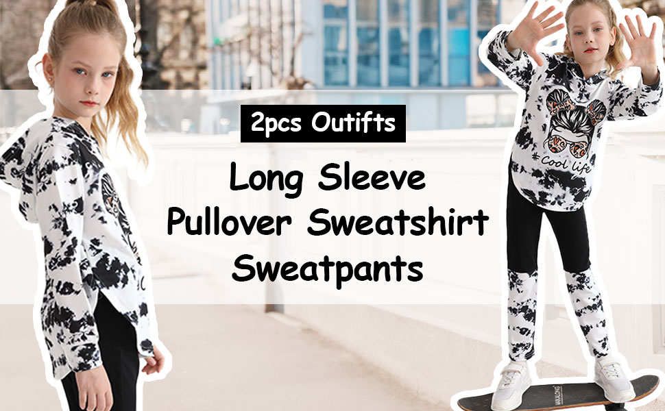 2 pcs Long Sleeve Pullover Sweatshirt Sweatpants