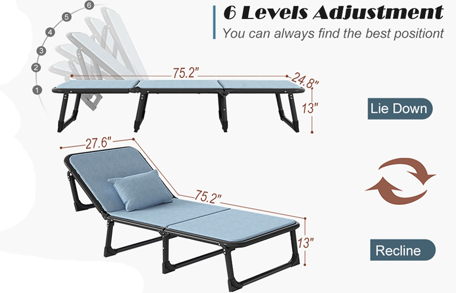 DoCred Rollaway Guest Bed Cot, Foldable Metal Platform Bed Frame Cot Size Fold up