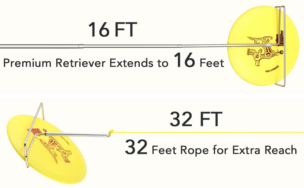 QOGIR Disc Golf Retriever Pole Telescoping Discs Retriever Extends Up to 16ft, Disc Golf