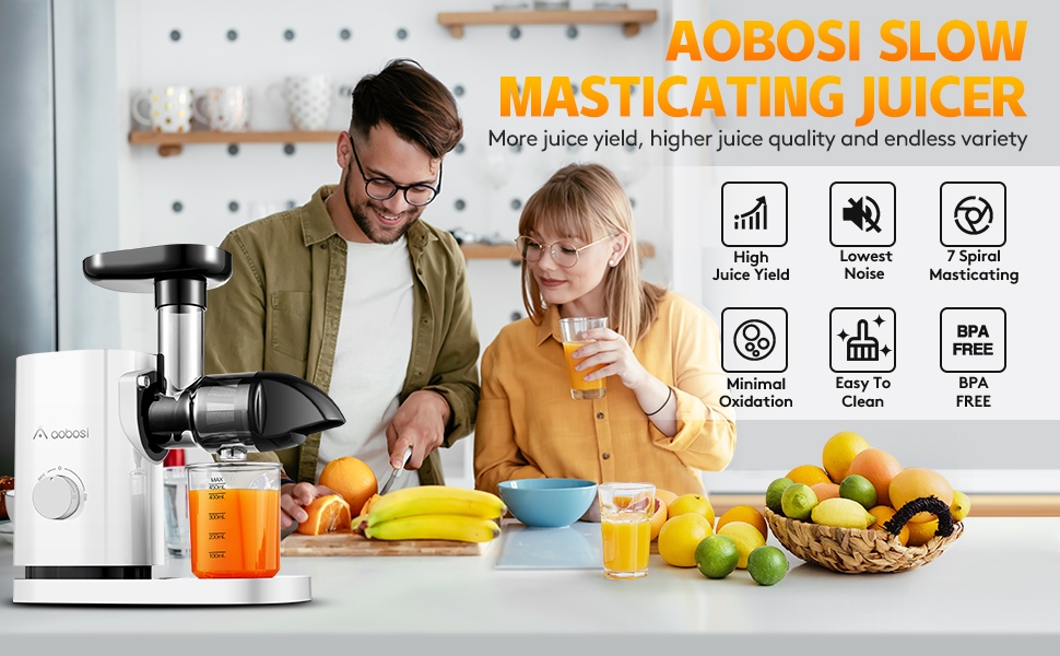 Slow Masticating Juicer, Aobosi Cold Press Juicer with Quiet Motor, Juicer Machines Vegetable