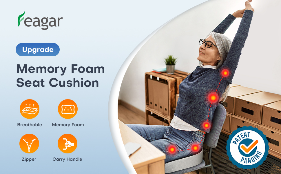 X Large Memory Foam Seat Cushions for Office Chairs Desk