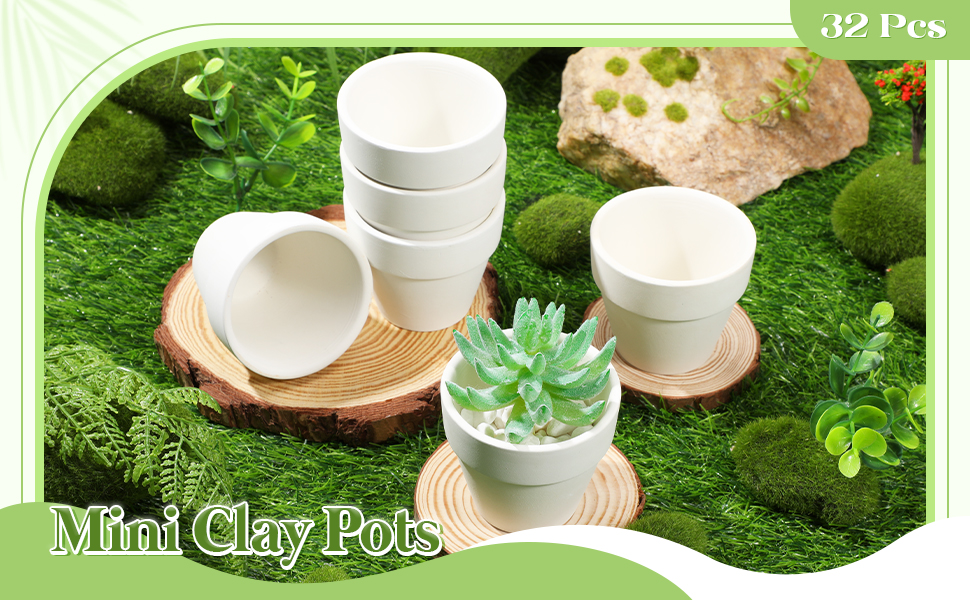 32 Pcs Mini Clay Pots Small Terracotta Pots 2.76 Inch Mini Flower Pots Succulent