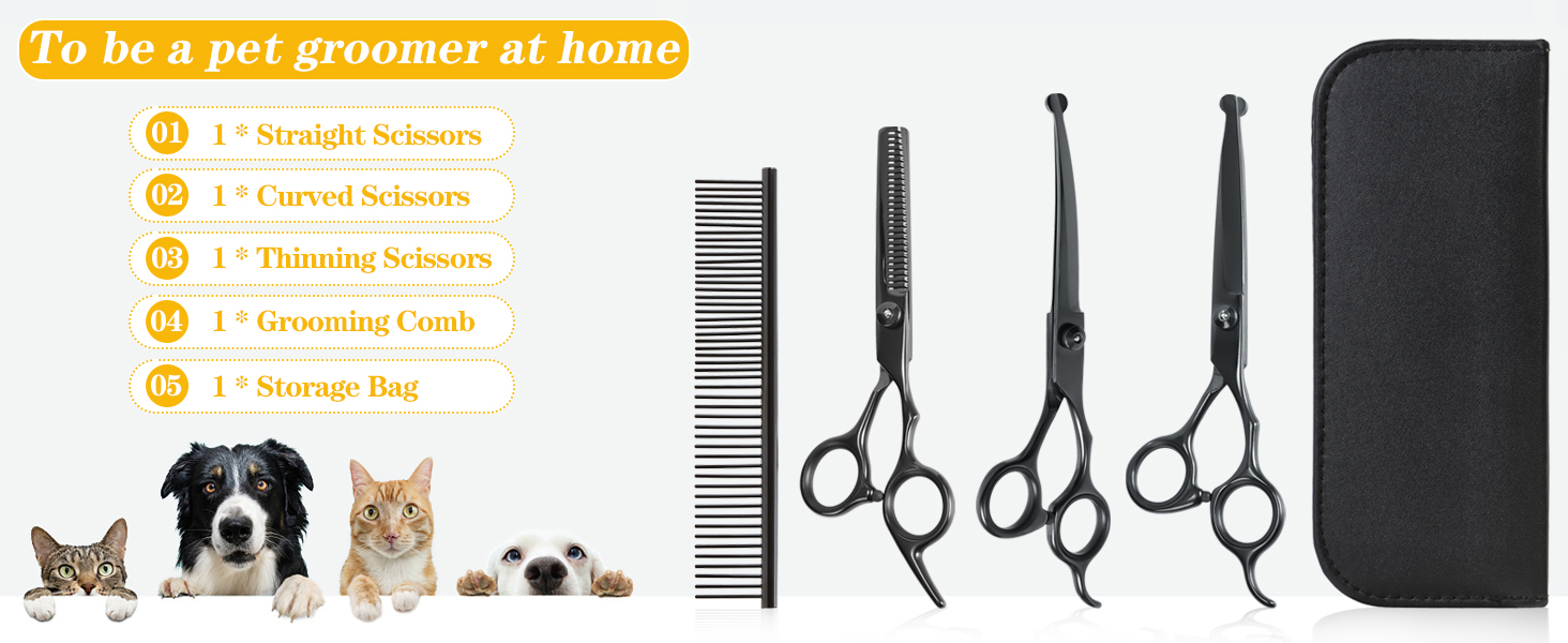 dog grooming scissors round tip cat scissors black