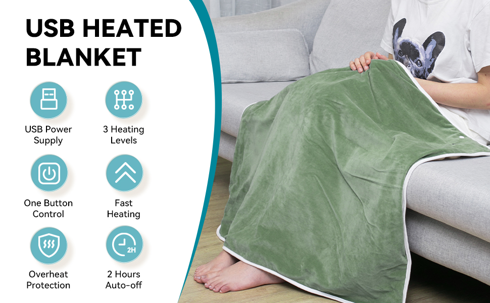 Kozeewarm USB Heated Blanket Battery Operated 30"x40