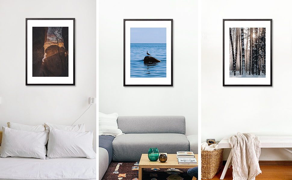 24x36 Poster Frame,Natural Soild Wood Black Picture Frames with