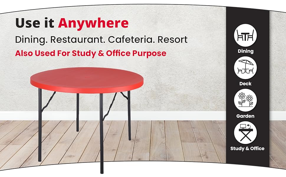 Supreme Furniture Disc Foldable, Round Plastic Table