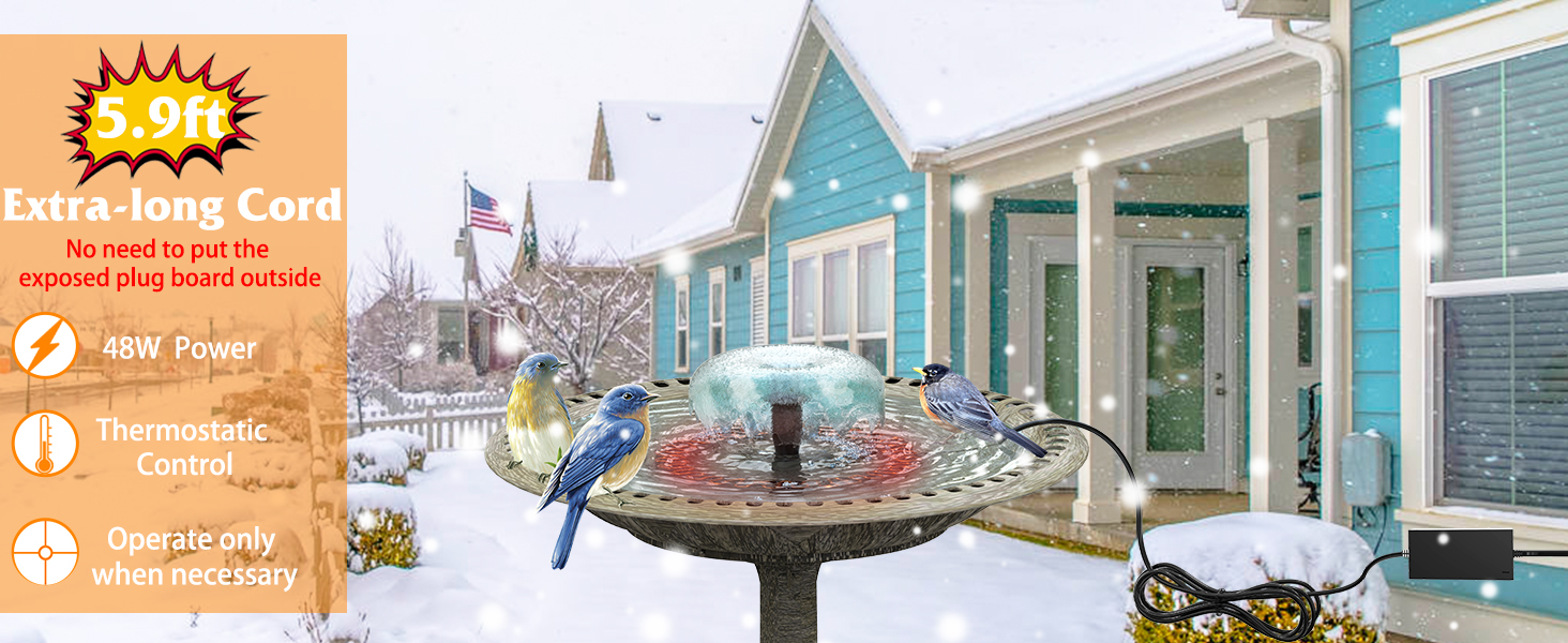 AISITIN 2023 Upgrade Bird Bath Heater with Fountain Pump