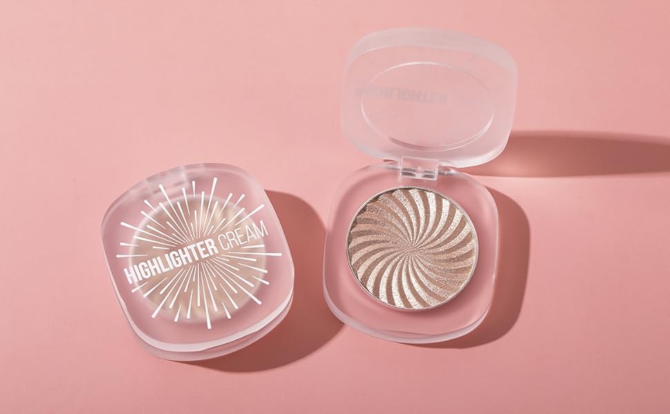 TINTARK Cream Highlighter Compact for Face Eye Cheek Body, Highly Pigmented