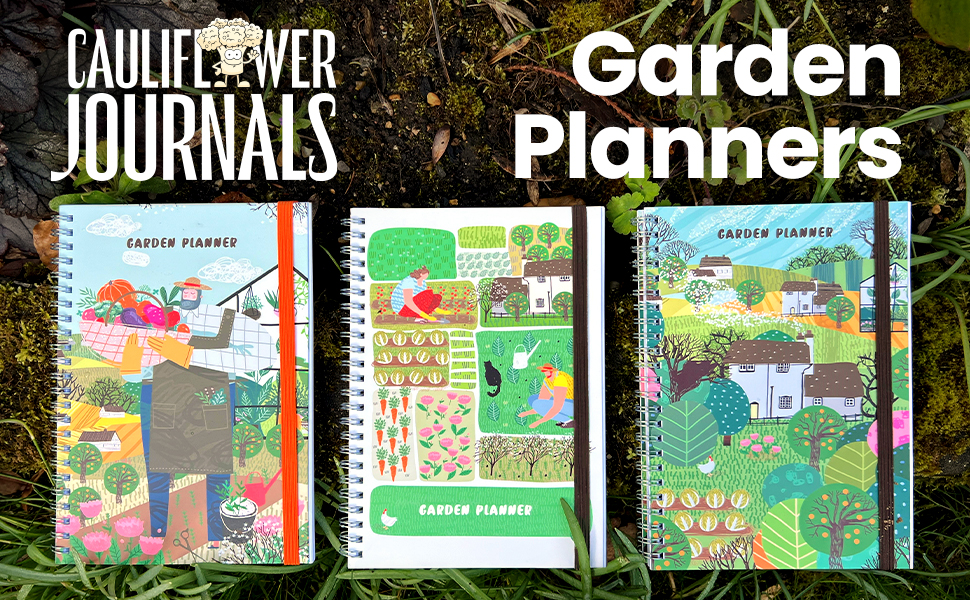 Garden Planner, Journal log & Notebook- Gardening Journal Pretty Garden Themed Cover Design, A5 Spiral Bound 128 Themed Pages, Double Pocket and Elastic Closure 11 Garden Planners