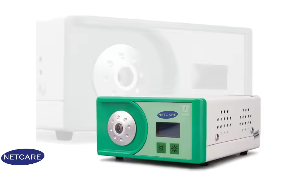 Netcare compact 100W LED cold light source in green and white with smaller footprint.