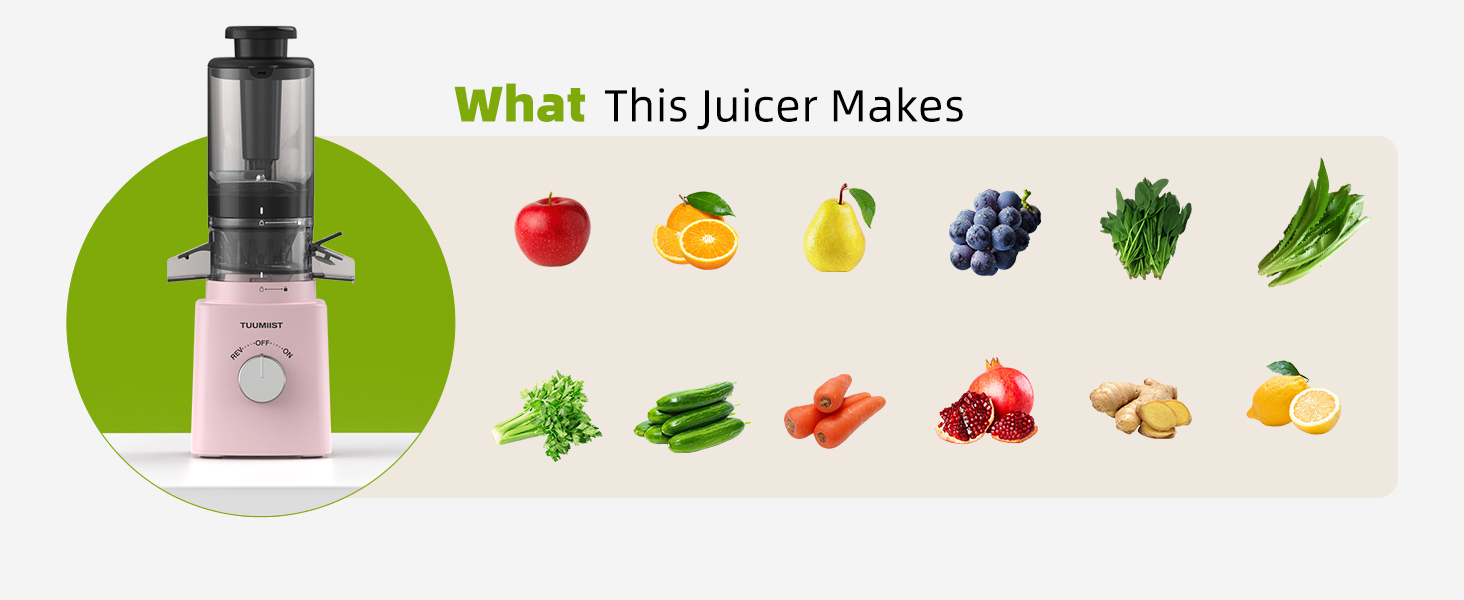 Cold Press Juicerwith 4.25"Large Feed Chute Fit WholeVegetable And Fruit