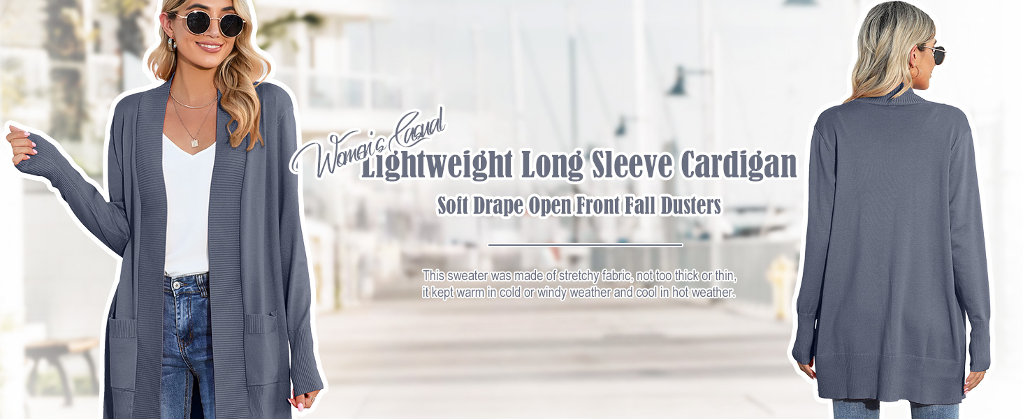 Womens Long Sleeve Casual Fall Cardigan with Pockets