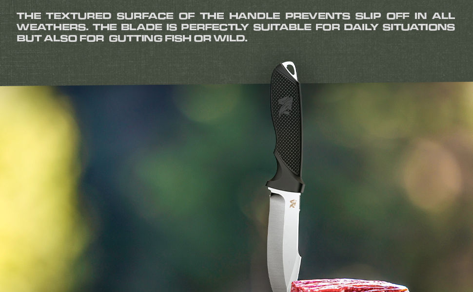 ODENWOLF HUNTER Hunting Knife with Sheath Strong Stick