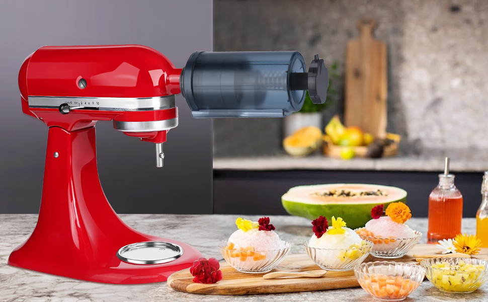 Shave Ice Attachment for KitchenAid Stand Mixers with 8 Ice