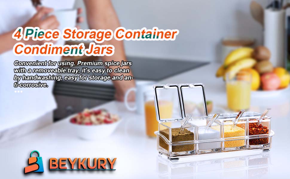 BEUKURY Spice Storage Container Jars Set