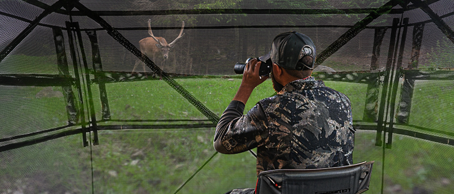 Portable Hunting Blind 270° See Through with Carrying Bag, 2-3 Person Pop Up Ground Blinds with Silent Magnetic Door & Sliding Windows, Resilience Hunting Tent for Deer & Turkey Hunting 1