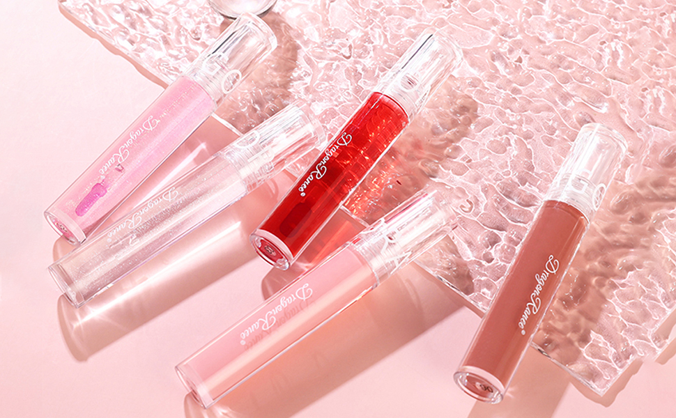 6 Colors Glitter Lip Gloss Set, Hydrating Long Lasting NonStick Cup