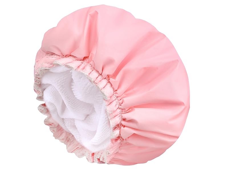 Terry Lined Shower Caps - Pink