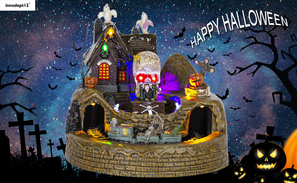 Amazon.com: innodept12 Animated Halloween Train Village with
