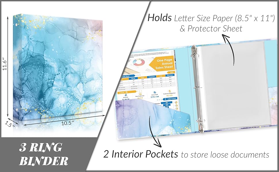 3 Ring Binder 2 Pack, Decorative Cute Three Ring Binder