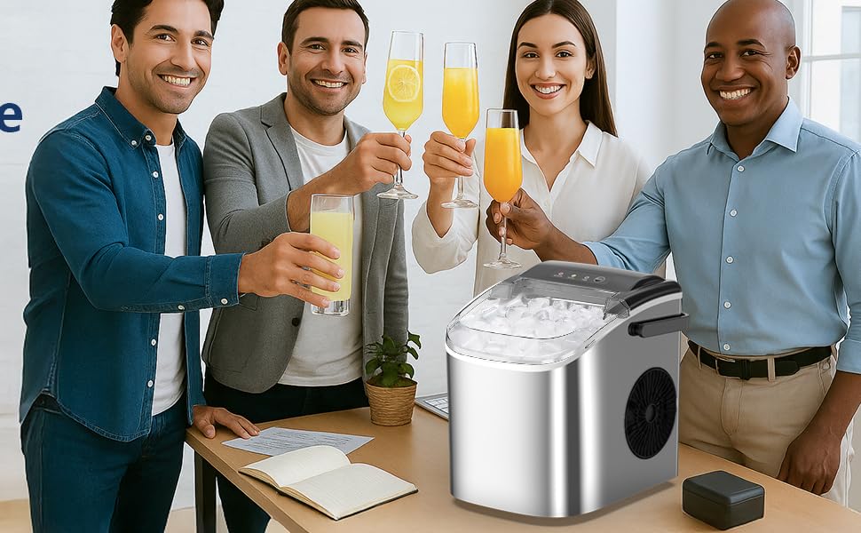 Portable Bullet Ice Maker Machine, One-Click Operation Ice Machine 34LBS/24Hr Production, 6-8 Minutes Quick Ice Making, 1.2L Water Tank, Silver 12 55