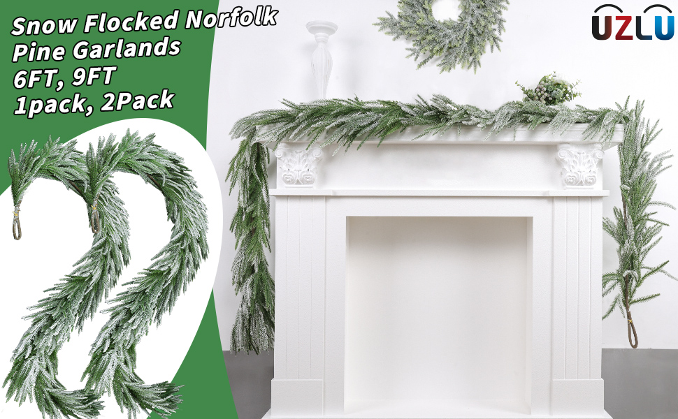 Snow Flocked Norfolk Pine Garlands
