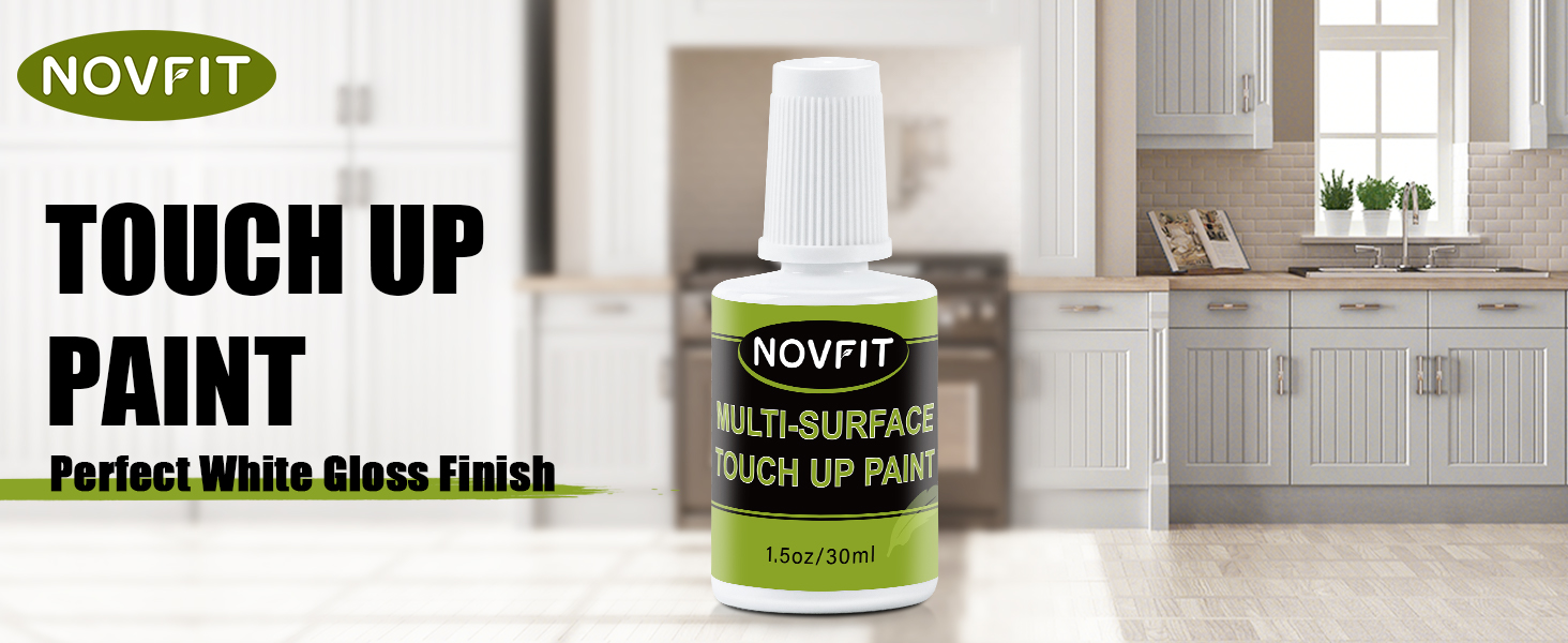 NOVFIT Multi Surface Touch Up Paint, Gloss White paint kit, Interior