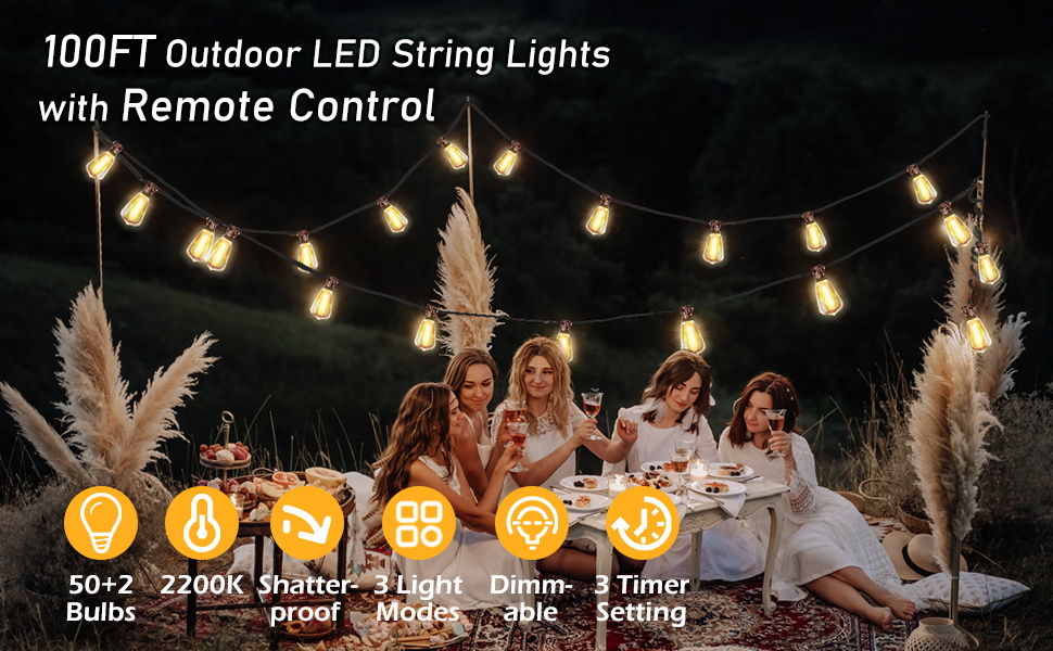 outdoor string lights with remote