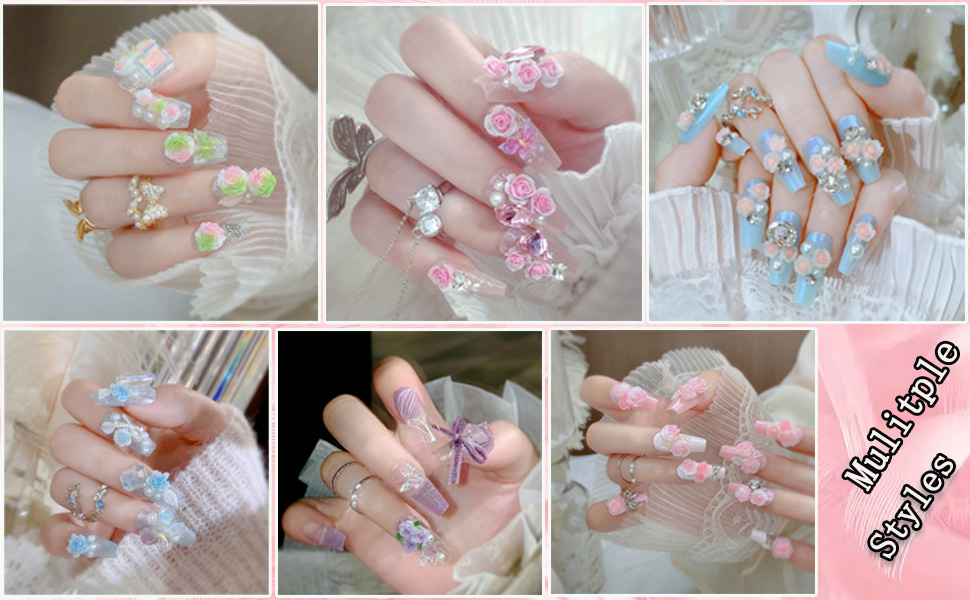 medium square glue on nails
