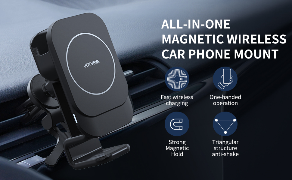 JOYVEVA 3 in 1 Wireless Car Charger Charging Mount