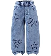 WDIRARA Toddler Girl's Star Pattern Jeans Elastic Waist Straight Leg Denim Pants