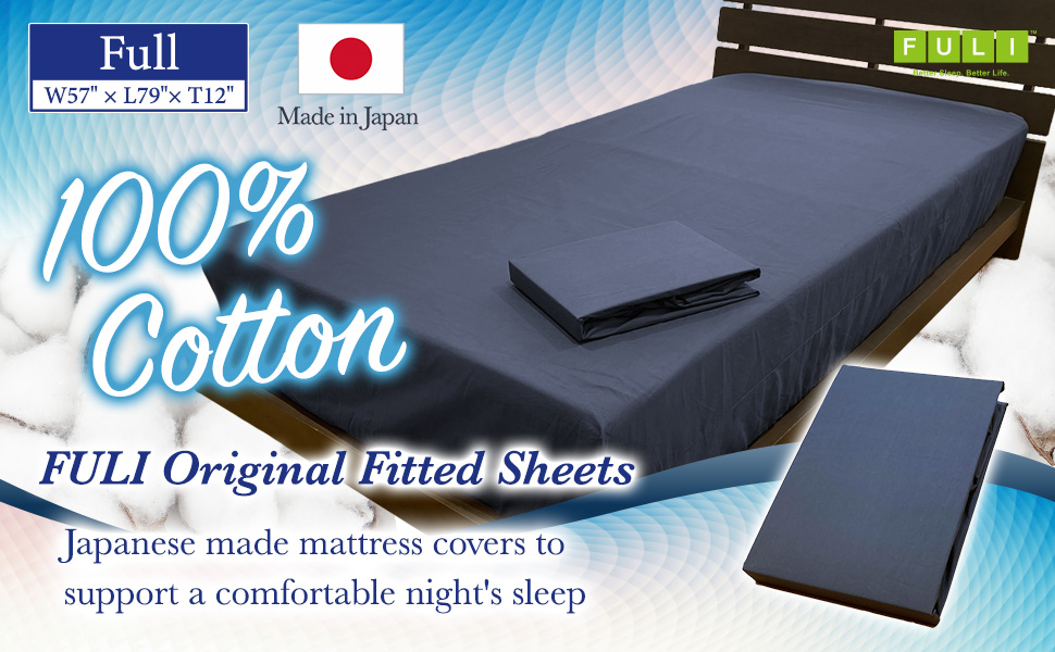FULI 100 Cotton Fitted Sheets, Japanese Futon Mattress Cover, Futon Sofa, Bed Sheet