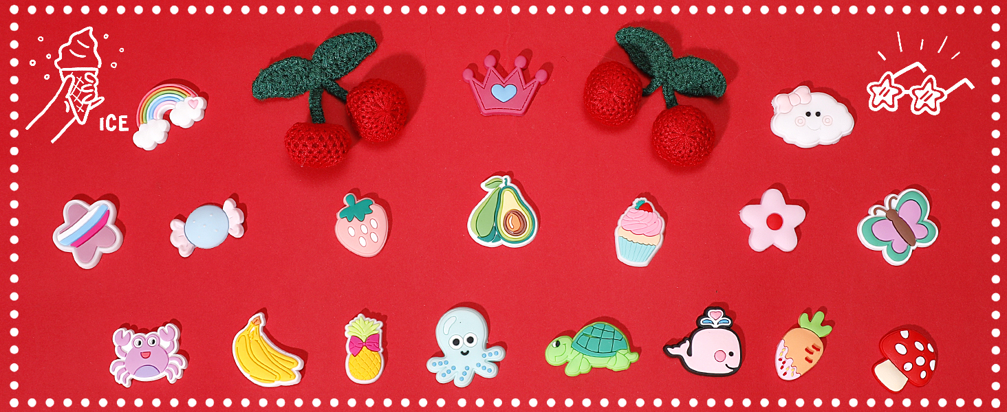 fabric cherry shoe charms for kids