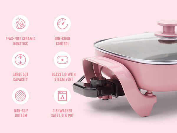 GreenLife, Ceramic Nonstick, PFAS-Free, Non-Toxic, Electric Skillet, Electrics