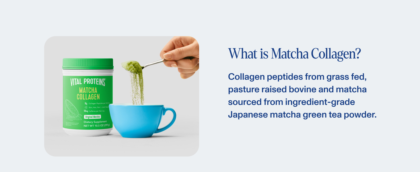 Collagen Peptides from grass fed bovine with matcha green tea powder