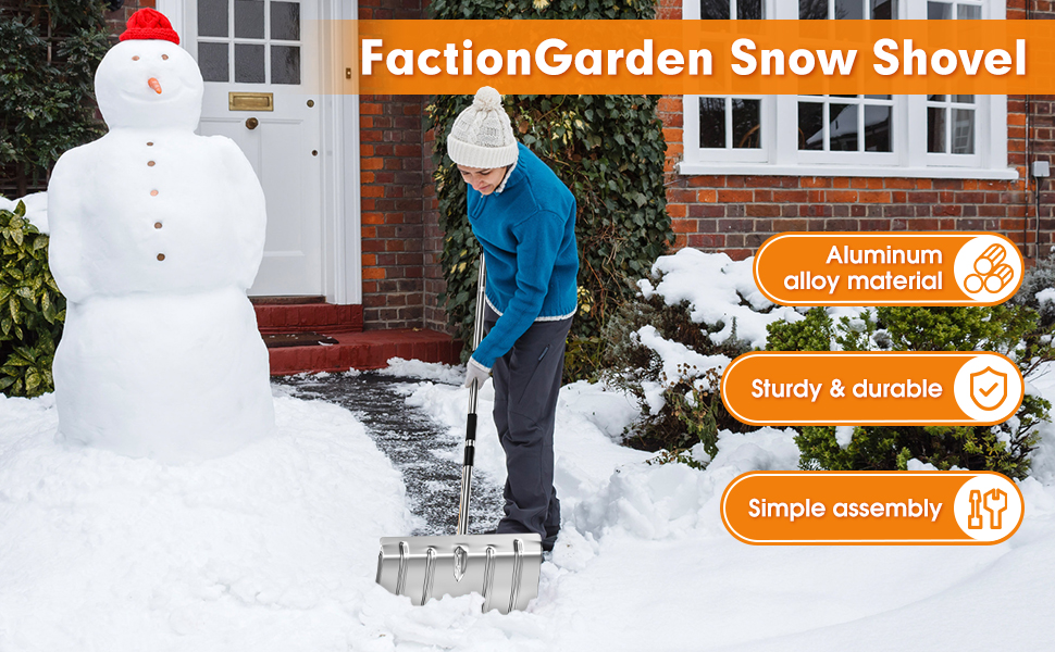 Snow Shovel for Driveway, 46 inches Aluminum Snow Pusher