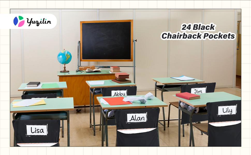YUQILIN 24 PCS Chair Pockets for Classroom 20 x 17 Inch