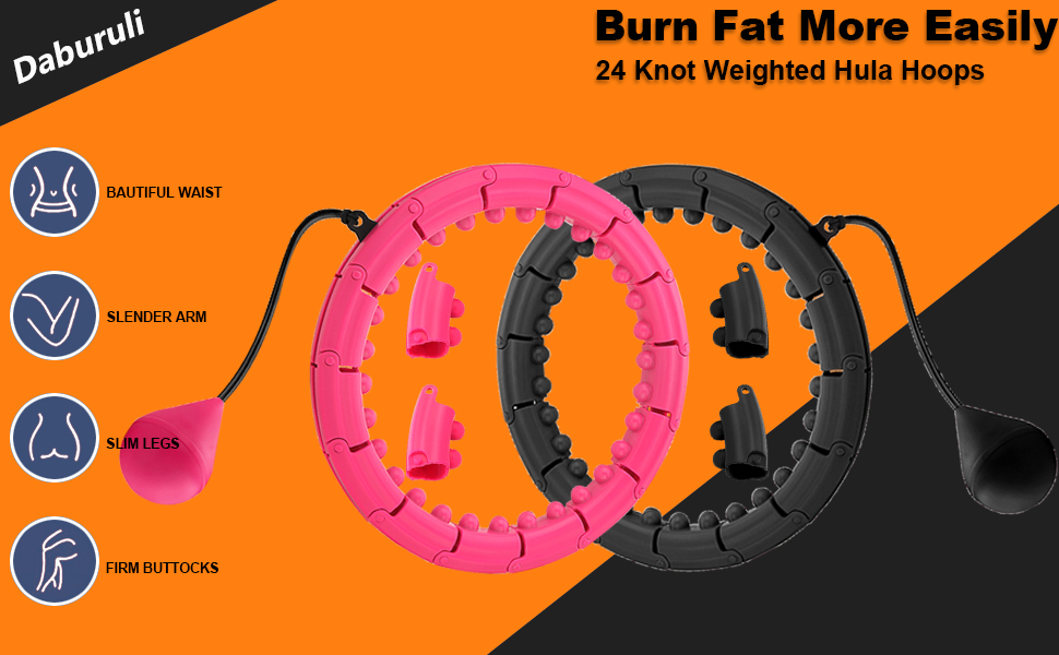 Daburuli Weighted Hula Hoop for Adults, Fitness 24 Knots Ring Hoola