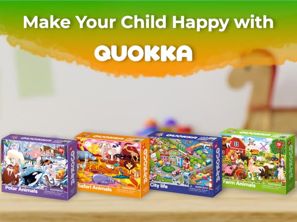 QUOKKA Learning Jigsaw Puzzles for Kids 4-6 Years Old 4X48 Puzzles Polar, Africa, City, Farm