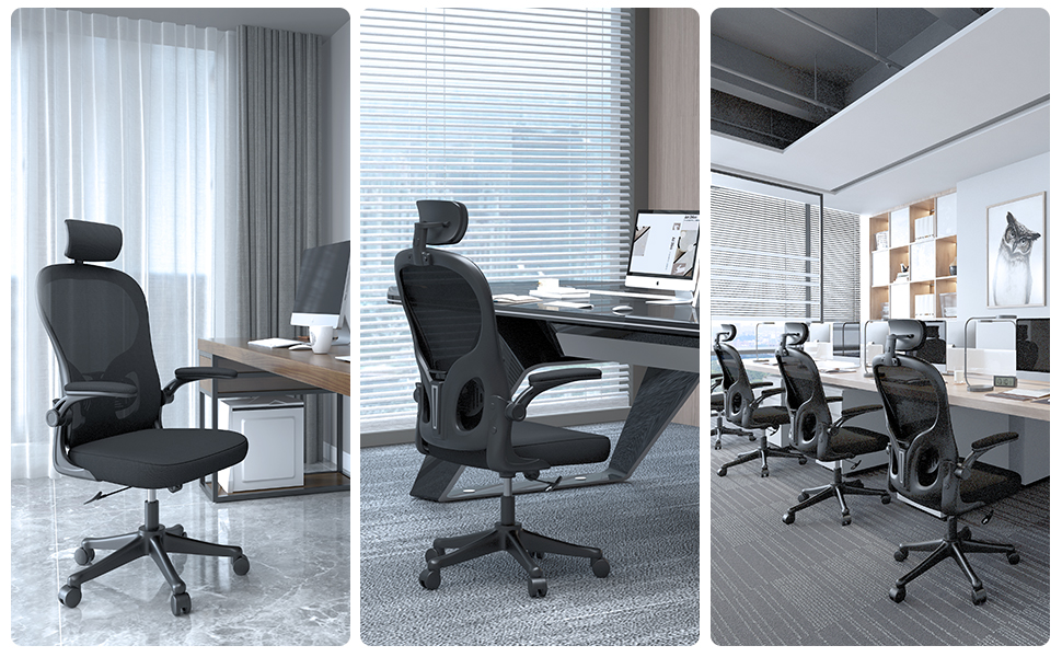 naspaluro Office Desk Chair with FlipUp Armrest High Back Ergonomic