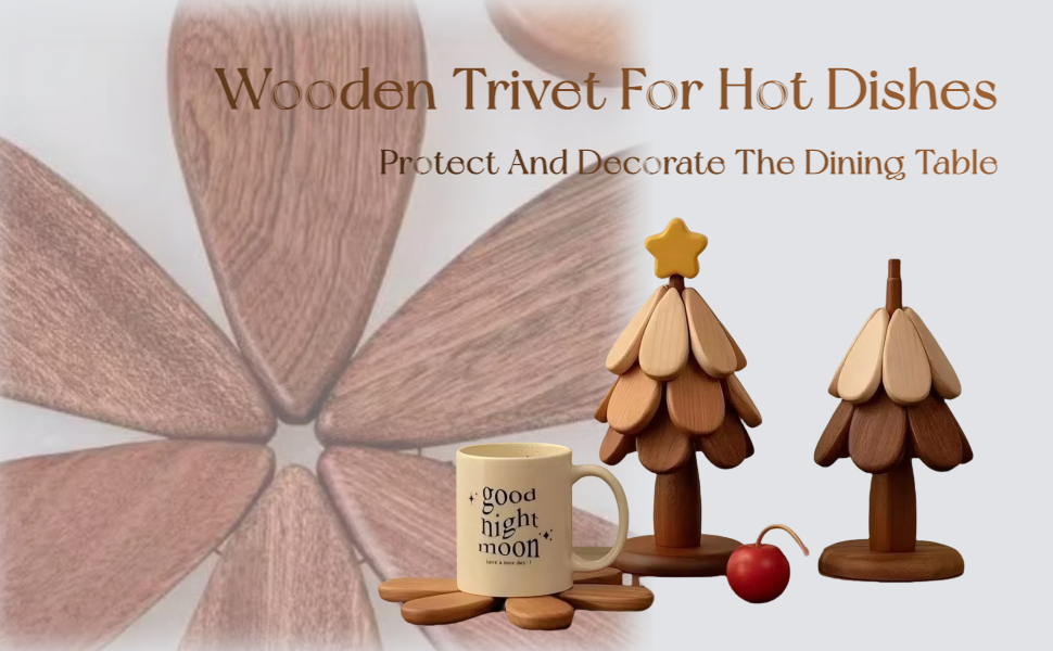 Xihangsolo Wooden Trivet for Hot Dishes, Star Christmas