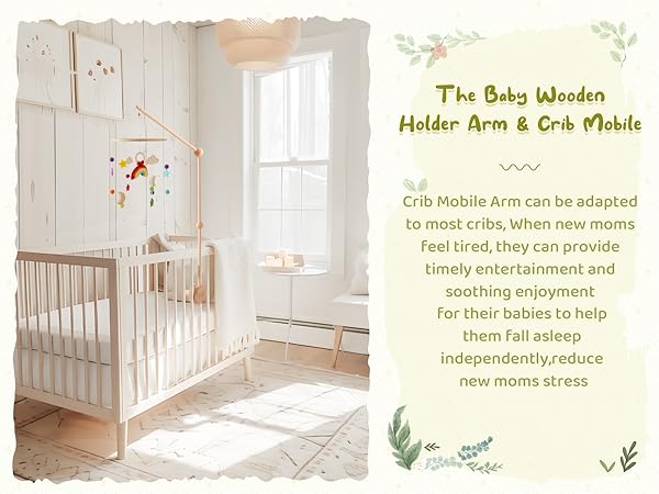 ドローイング『Baby Mobile』 Amazon.com : JETM·HH Baby Crib Mobile Arm Wooden Holder 30