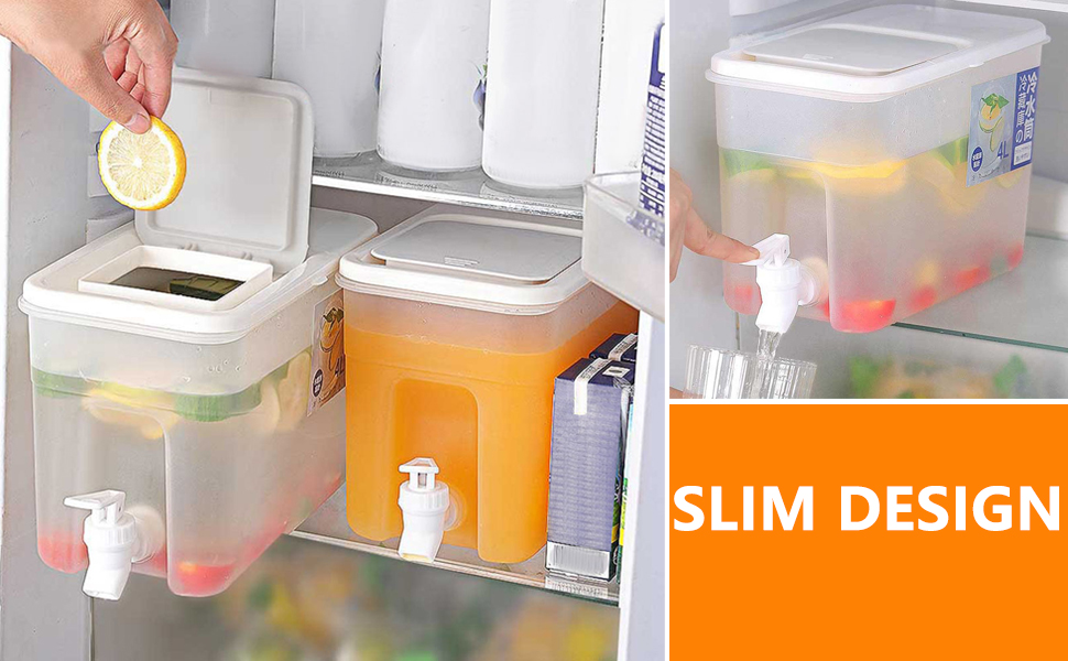 4L Slim Fridge Water Dispenser with Tap, Water Container with Tap